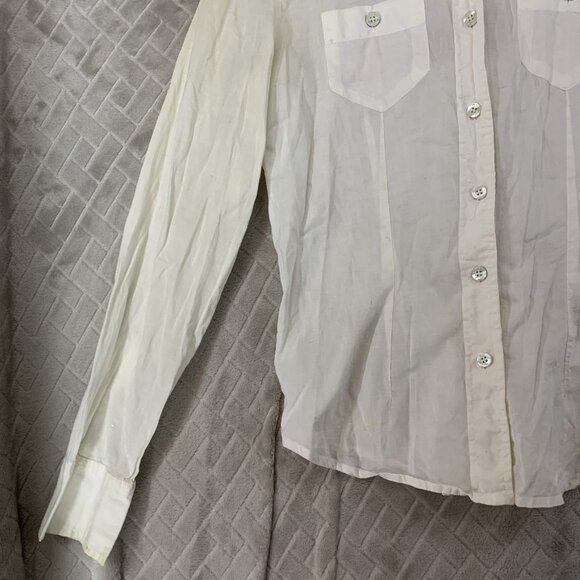 Armani Exchange Womens S Button Up Shirt White Graphic Logo Long Sleeve Artist - Picture 3 of 16